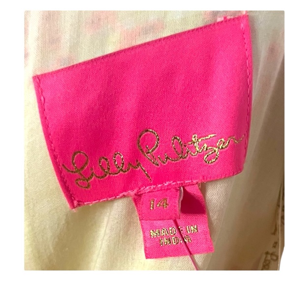 NWT Lilly Pulitzer Sarafina Short Sleeve Eyelet Gingham Yellow Dress Sz 14 - Picture 6 of 8